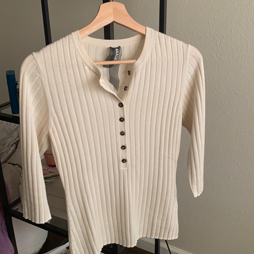 Ribbed Cream Top